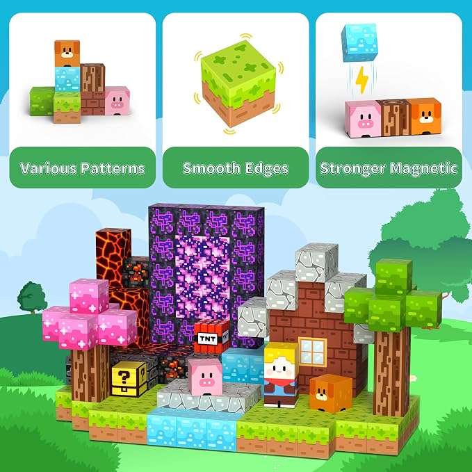 200PCS Magnetic Blocks Magnet Building Cubes Birthday Gifts for Kids | 0.8in Magnetic Cubes, STEM Learning Magnet Toy, Building Toys for Kids Ages 3+, Christmas Holiday Gifts for Boys and Girls