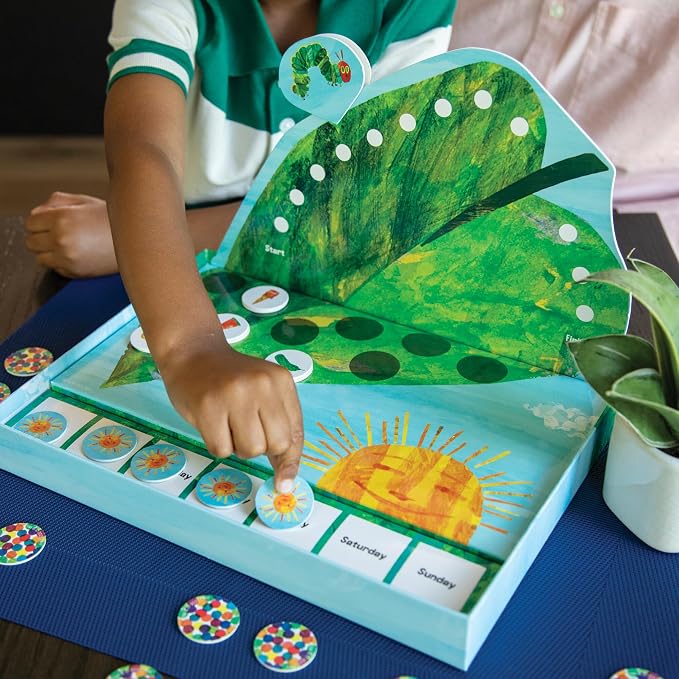 World of Eric Carle , The Very Hungry Caterpillar Snack Match Game – Cooperative Memory Board Game for Kids  Ages 4+, 2‑6 Players, 3‑D Leaf Board & 31 Tokens Included