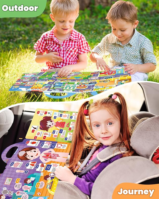 Walenced Reusable Sticker Book for Toddlers, Stickers for Kids, Toddler Toy | Toddler Craft Activities, Toddler Travel Toys, Boy Girl Birthday Gifts, Airplane Travel & Road Trip Essentials Kids