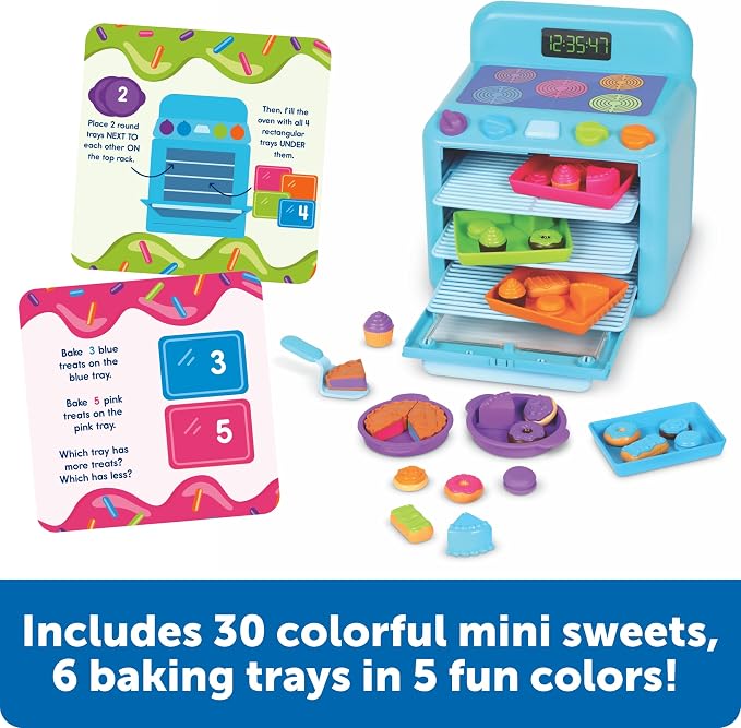 Learning Resources Sorting Sweets Mini Oven, Play Food, Kids Kitchen Playset, Pretend Play Toys, Mini Food, Sorting Toys, Montessori Cooking Set for Toddlers