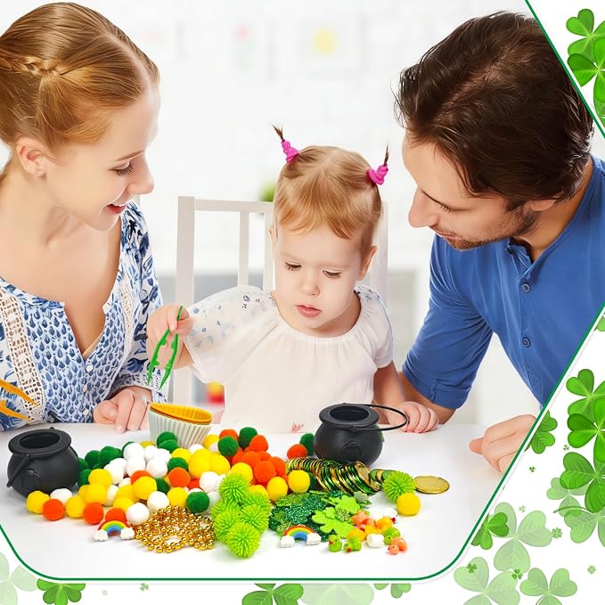 Cinrobiye 264 Pcs Sensory Craft Activity Set, Sorting and Counting Educational Kit with Pom Poms, Clips and Accessories for Creative Learning Activities