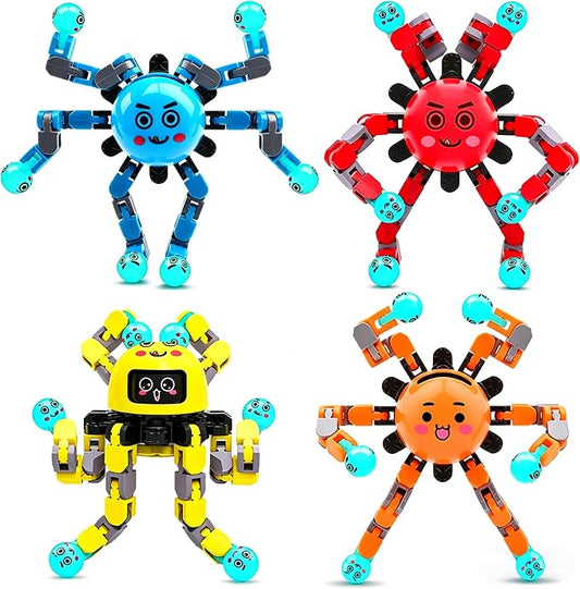 Transformable Fidget Spinner Toys for Kids and Adults,4 Pcs Travel Toys for Boys Girls Sensory Toy ADHD Stress Relief Toy,Party Favors Birthdays Gifts for Teens Road Trip Travel Essentials