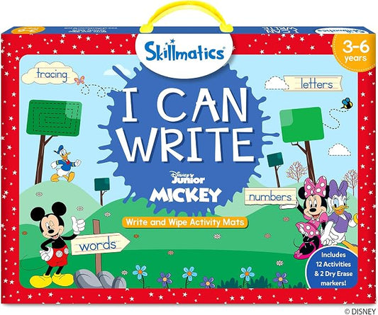 Skillmatics I Can Write – Mickey Mouse, Preschool Learning Activity Book | Disney Junior, Reusable Write and Wipe Mats, Educational Game, Montessori Gift for Toddlers & Preschoolers, Ages 3, 4, 5, 6