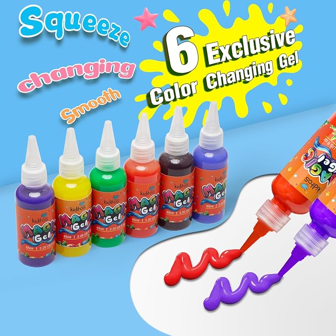 Kiditos Color-Changing Magic Water Elf Kit for Kids, DIY Craft Kit | 6 Gels & 6 Molds, Magic Aqua Fairy Water Gel Kit, STEM Science Activity, Party Favors & Birthday Gifts for Kids Ages 3+