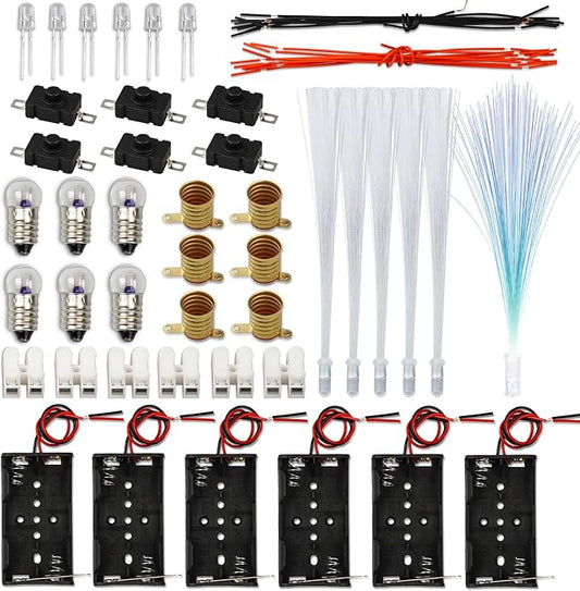 BeAndge Electric Circuit Kit for Kids 8-12, Science STEM Toys | 6 Set Fiber-optic Lamp & Bulb Circuit Projects, Circuit Board for Kids Classroom Experiments STEAM Activities