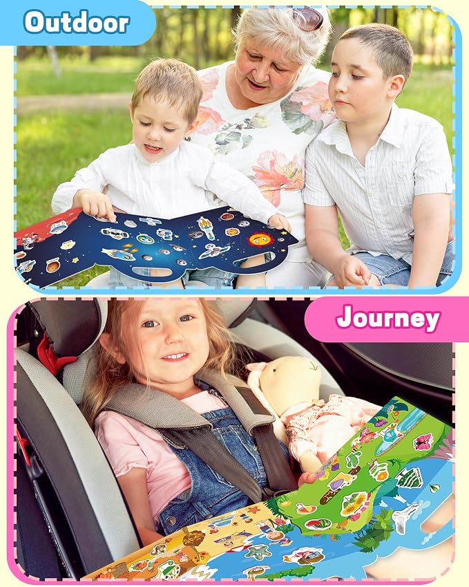 Walenced Reusable Sticker Book for Toddlers, Stickers for Kids, Toddler Toy | Toddler Craft Activities, Toddler Travel Toys, Boy Girl Birthday Gifts, Airplane Travel & Road Trip Essentials Kids