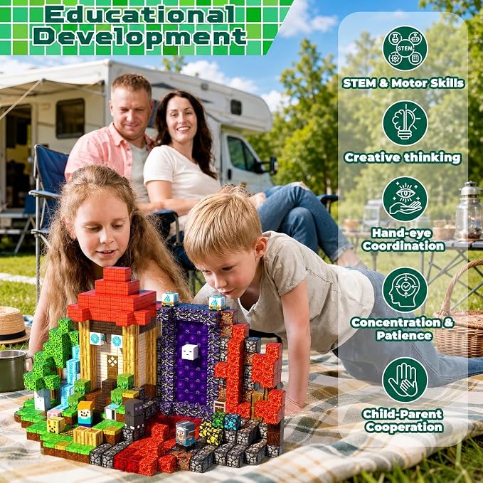 Magnetic Blocks - 150PCS Magnetic Building Blocks Toys Forest Portal Magnetic Cubes - Magnetic Toys for Montessori Toddler Birthday Gifts -STEM Construction Toys for Kids Ages 3+ for Boy & Girl