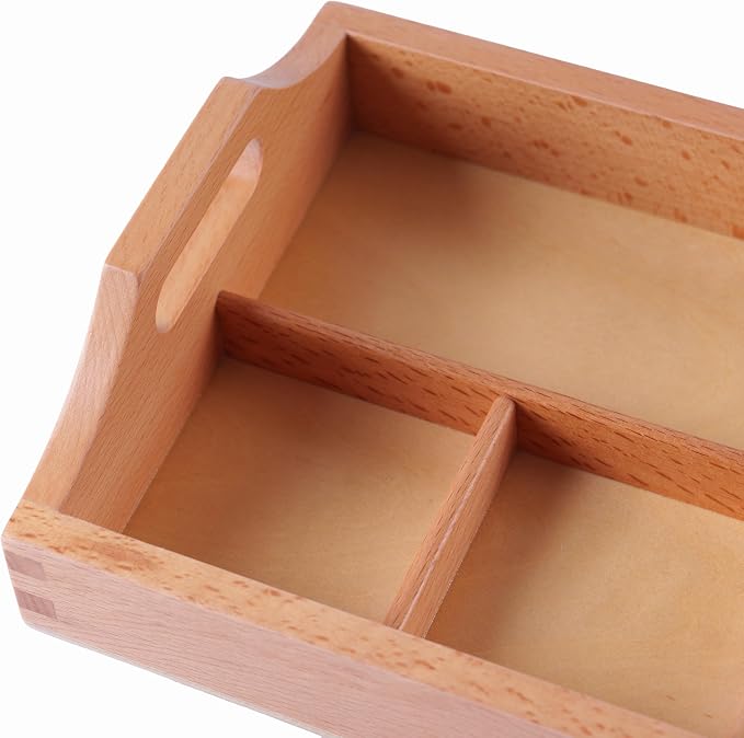 Montessori Preschool Toys for Kids 3+ - Practical Life Skills Set with Wooden Tools, Dressing Frames & Cleaning Kit - Educational Learning Materials for Toddlers (4 Compartment Sorting Tray)