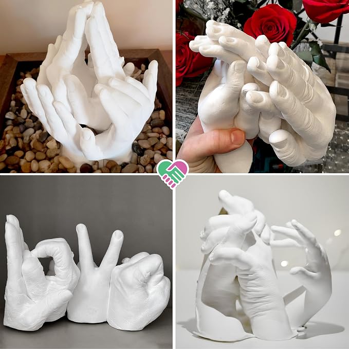 Luna Bean XL Hand Casting Kit for Family - Extra Large Mold, Up to 6 Hands | Molds up to 4 adult hands or 2 adults with 4 kids - double the material of our couples kit, family keepsake gift