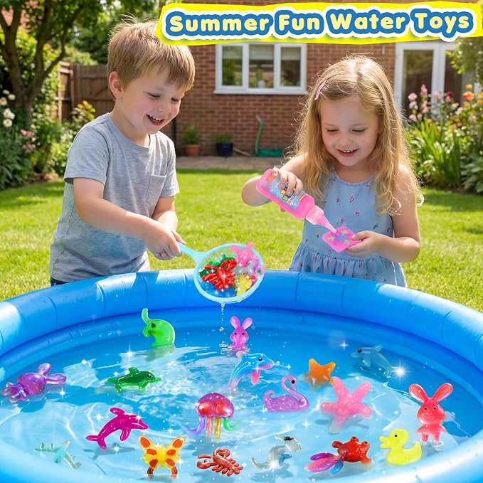 URMYWO Magic Water Elf Toy Kit, Aqua Fairy Gel Kit, DIY Squishy Maker Set | 20 Gels & 24 Molds,Make Your Own Squishies,Water Pets with Glow,Glitter Gels,Creative Sensory Craft Gift for Kids Ages 4+