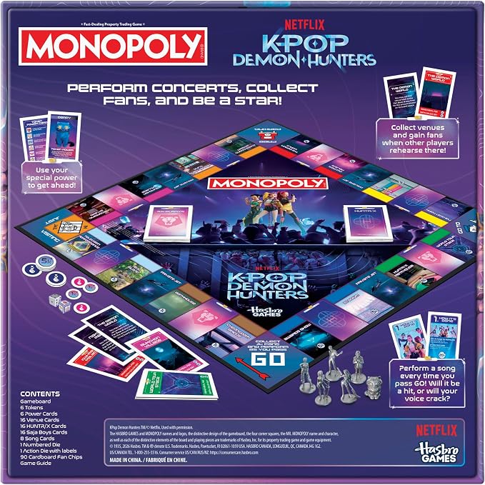 Monopoly: Kpop Demon Hunters Edition Board Game | Family Games for Kids, Teens, and Adults | Fun Gifts for Kids | 2 to 6 Players | Ages 8+
