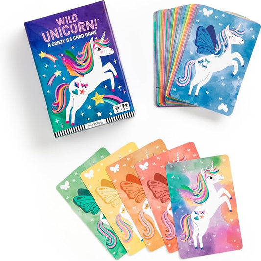 Mudpuppy - Wild Unicorn! Card Games for Kids | Ages 4+, Kids Version of Crazy 8s, Ideal for 3-4 Players, Unicorn Themed, Family Fun, Screen-Free Play, FSC Certified