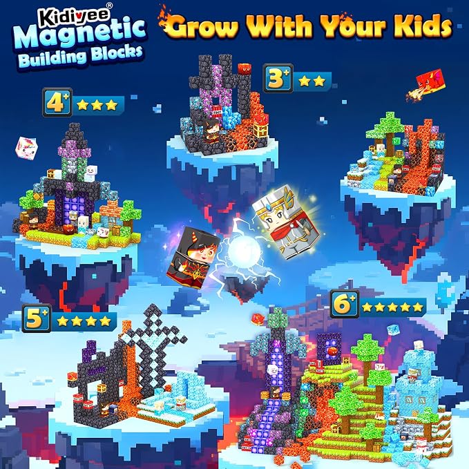 200PCS Magnetic Blocks - Build Mine Magnet World, Magnetic Building Blocks for Kids Ages 4-6 6-8 8-12, STEM Educational Sensory Toys for Boys & Girls, Birthday Toys Gifts for Kids