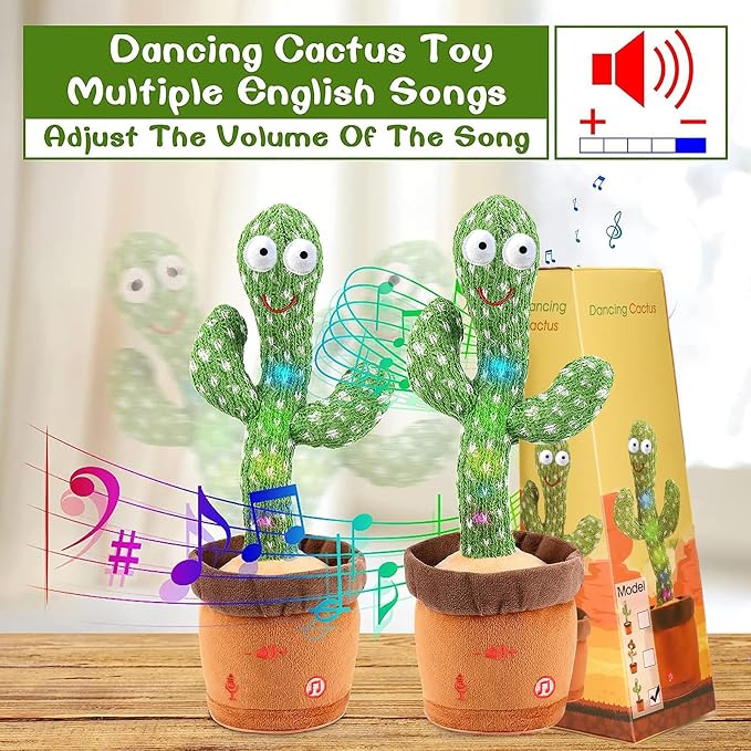Dancing Talking Cactus Toy for Baby Boys Girls Toys, Adjustable Volume Dancing Cactus Toy Singing Mimicking Recording Repeating What You Say with LED English Sing Talking 15 Second Voice Recorder | Adjustable Volume, Mimicking Recording Repeating What ...