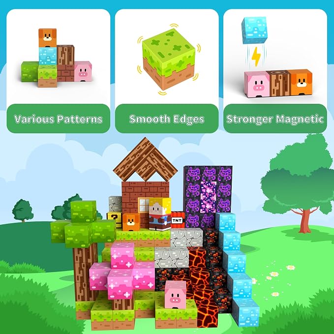 150PCS Magnetic Blocks Magnet Building Cubes Birthday Gifts for Kids | 0.8in Magnetic Cubes, STEM Learning Magnet Toy, Building Toys for Kids Ages 3+, Christmas Party Gifts for Boys and Girls