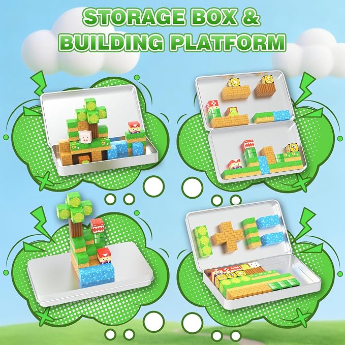 45PCS Mini Magnetic Blocks Travel Set, STEM Building Toy for Kids Ages 3+ | Travel storage case; DIY magnetic tile builds; Mini outdoor portable size; Spatial STEM learning; Kids travel quiet toy