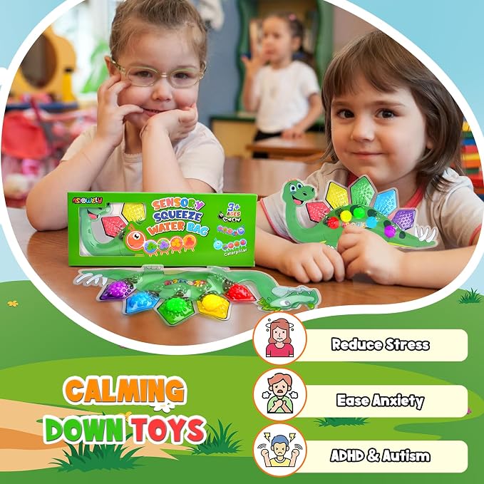2Pcs Dinosaur Color Sorting Sensory Toys for Kids with Autism Toddler Toys for Airplane Travel Road Trip Montessori Toys Fine Motor Skills A Easter Basket Stuffers Gifts for Kids Boys Girls