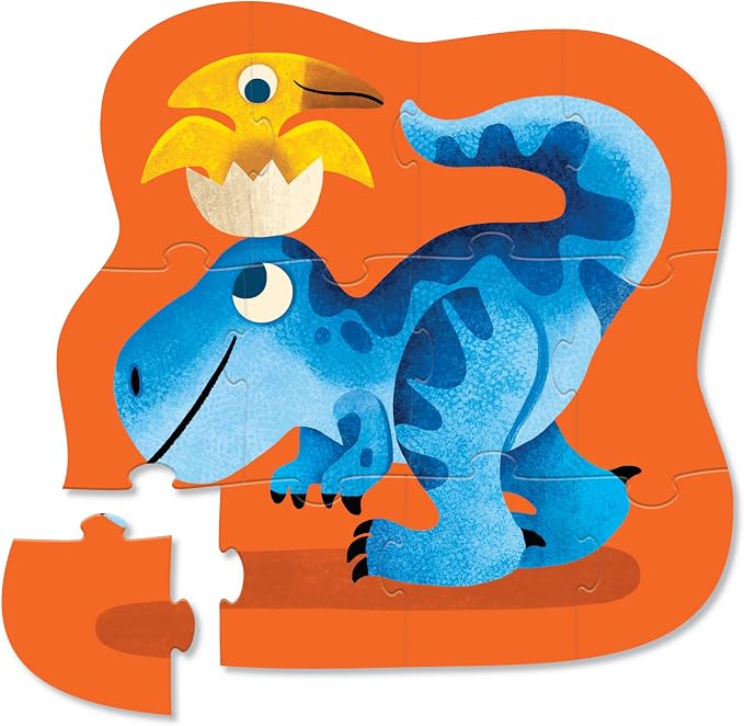 Crocodile Creek Pre-School Jigsaw Puzzle, 12 Piece for Kids 2 Years and Up, Heavy-Duty Square Box for Storage, Finished Puzzle Size 12 x 19 inches, Dino Friends