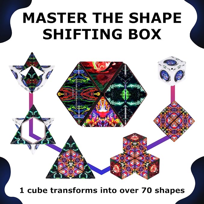 Shashibo DODECA Magnetic Puzzle Cube, Stress Relief Fidget Toy | 100+ Possible Shapes, Sensory Fidget Toy For Adults & Kids, Fun Shape Shifting Puzzle Box For All Ages