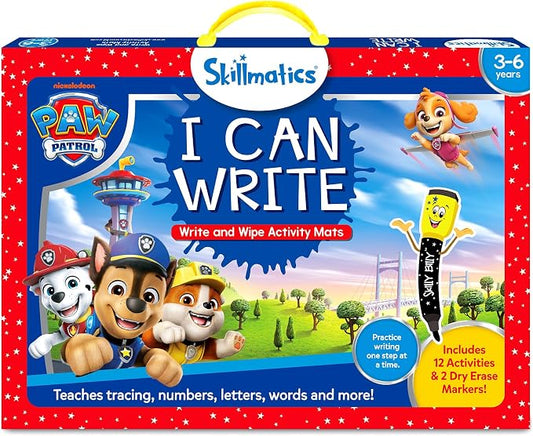 Skillmatics I Can Write – PAW Patrol, Preschool Learning Activity Toy | Reusable Write and Wipe Mats, Educational Book, Back to School, Montessori Gifts for Students, Kids, Toddlers Ages 3, 4, 5, 6