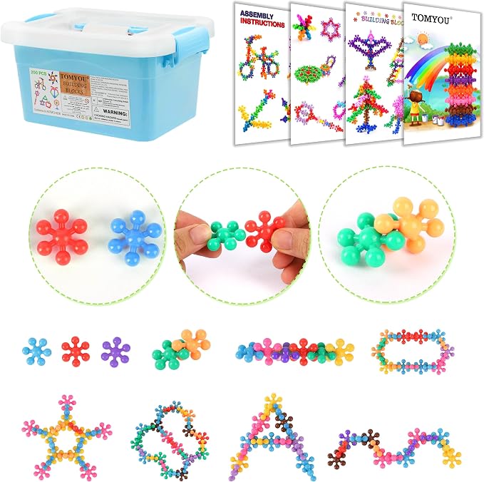TOMYOU 200 Pieces Building Blocks Kids STEM Toys Educational Discs Sets Interlocking Solid Plastic for Preschool Boys and Girls Aged 3+, Safe Material Creativity | Sensory, Interlocking Solid Plastic for Preschool Boys and Girls Aged 3+, Safe Material ...