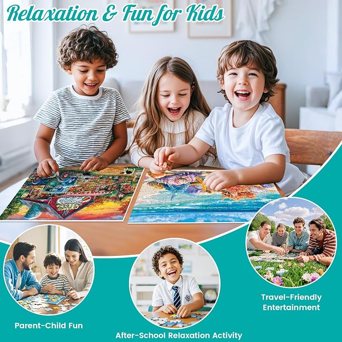 4-Pack 100 Piece Puzzles for Kids Ages 6-8 8-10 - Large Piece Puzzles for Dementia Seniors - Farm Countryside Jigsaw Puzzles for Adults & Kids Ages 4-6, Learning Educational Toys Gifts for Boys Girls