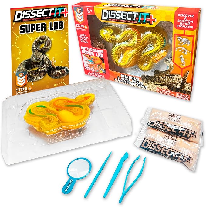 Dissect-It, Rattlesnake Dissection Kit, STEM Toys for Kids, Ages 6+ | Rattlesnake Anatomy, Examine Realistic Organs & Complete Skeleton, Then Rebuild with 2 Gel Refill Packs for STEM Learning