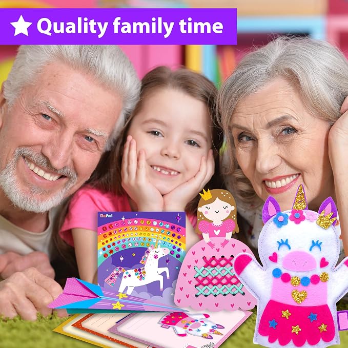 KRAFUN Craft Workshop Kit Ages 3-5 |10 Envelopes, Unicorn & Mermaid | 10 envelope projects: Unicorn, Mermaid, Princess & Llama crafts. Creative educational activities for toddler girls