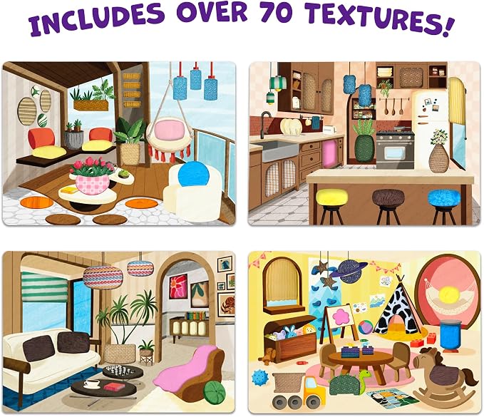 Skillmatics Fab Tabs – Dream Home, 3D Sensory Fabric Art, Sewing Craft Kit | Peel & Stick Sticker Activity, Mess-Free Play, Travel Toy, Gifts for Boys & Girls Ages 4, 5, 6, 7, 8, 9