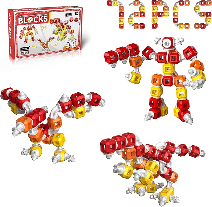 Creative 3-in-1 Insect Robot STEM Building Toys for Kids Ages 4-8 | 72 Pieces Blocks, Supports Repeated Disassembly & Free Building, Easy to Carry for On-the-Go Play, Gift-Ready Packaging