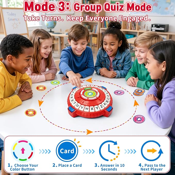 Family Board Game for Kids and Adults, Light-Sensing Word Game with 3 Modes | Fast-Paced 26-Letter Game with Timer for Family Game Nights and Parties, 40 Double-Sided Category Cards, 2–6 Players, Ages 8+
