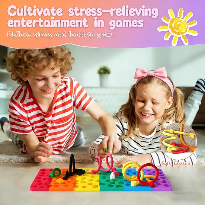 Sensory Activity Board, Silicone Fidget Toys for Calming and Stress | Autism Quiet for Adults, Toddler Sensory Toys for ADHD, Road Trip Essentials for Kids, Portable Travel Bag & 12Strings