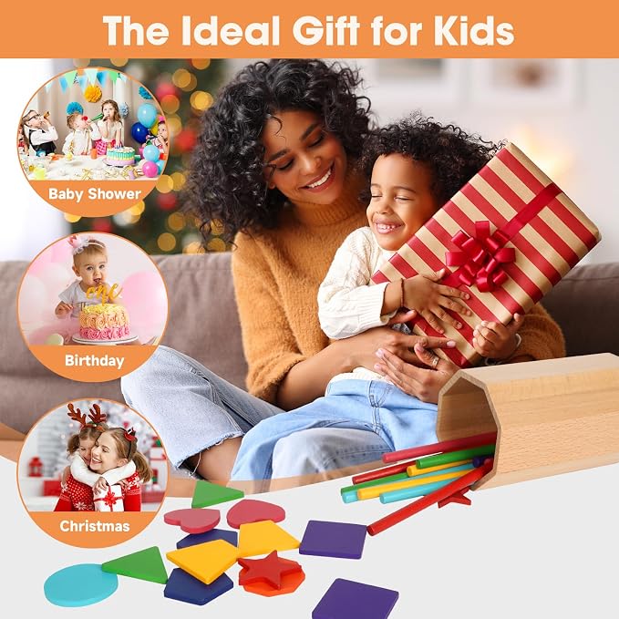Montessori Toys for 1-3 Year Old: 2 in 1 Wooden Learning Color Sorting Toys for Toddlers Age 1 2 3, Educational Fine Motor Developmental Sensory Matching Game Activities, 12 18 24 Months Kids Boy Girl