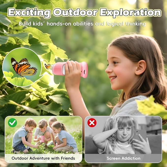 Alotwan Kids Microscope Digital 1000X Zoom, Mini Pocket Handheld Microscope Portable Travel Toys, HD Camera Video Magnifying Glass, Christmas Birthday Gifts for Girls, STEM Toys for Toddlers Age 3-8