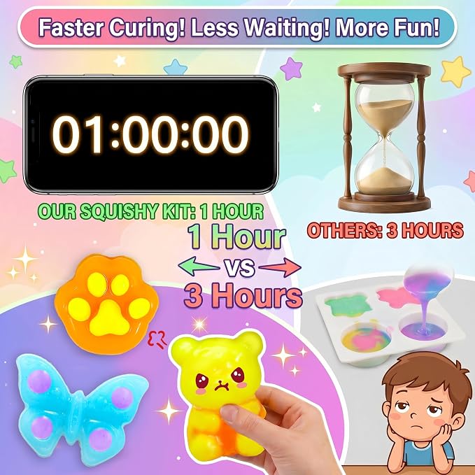 Carolart Squishy Making Kit, DIY Squishies Maker, Craft Kits for Kids | DIY squishy toys with fast curing nonsticky material, STEM arts & crafts activity kit, gift for girls and boys ages 6-12