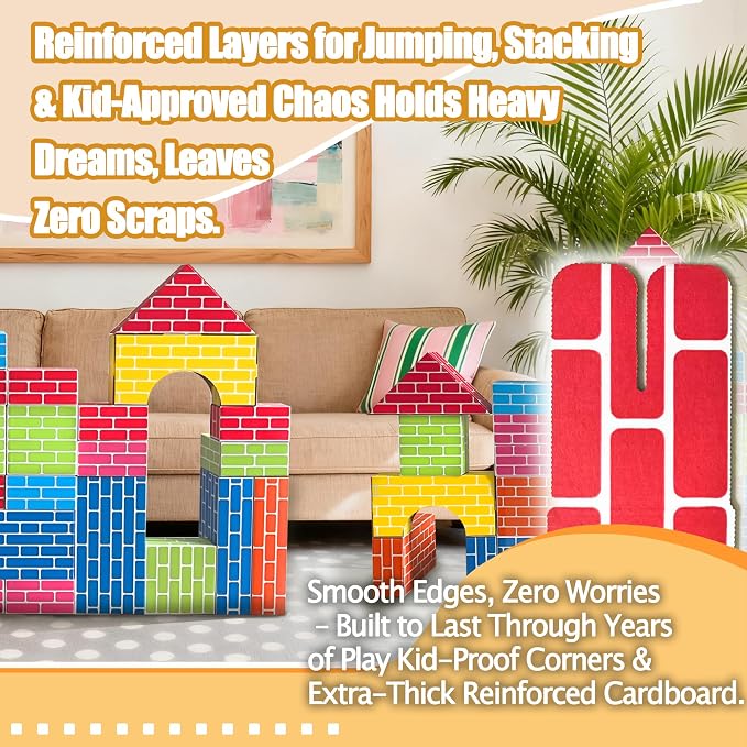 Cardboard Building Blocks for Kids 36pcs: Jumbo Gifts Heavy Duty Develop Creative Thinking Spatial Reasoning Easy to Assemble
