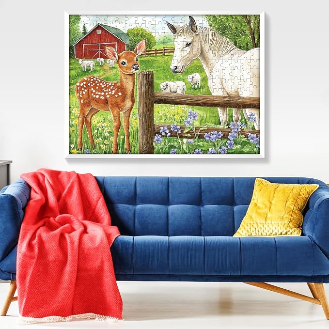 300 Pieces Puzzle for Adults Deer Jigsaw Puzzle Farm Horse Puzzles for Kids | Animal Pet Lover Challenging Puzzles for Kids Ages 8-10 Friends Family Activity Game Nights Gifts 20.5x15IN