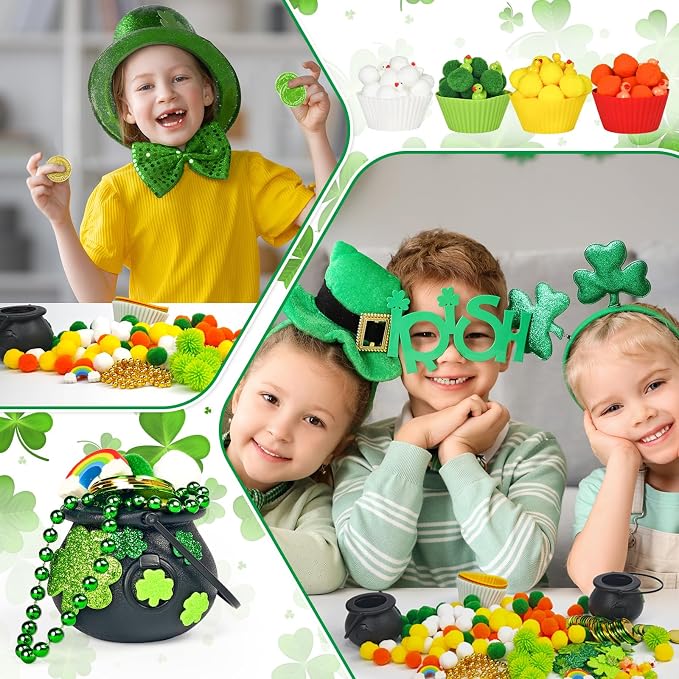 Cinrobiye 264 Pcs Sensory Craft Activity Set, Sorting and Counting Educational Kit with Pom Poms, Clips and Accessories for Creative Learning Activities