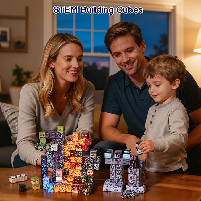 200PCS Magnetic Blocks, Magnetic Building Blocks Cubes Tiles for Kid | STEM Educational Stacking Magnets School Game Toys for Ages 3 4 5 6 7 8 9 10 11 Birthday Party Supplies Gift for Boy and Girl