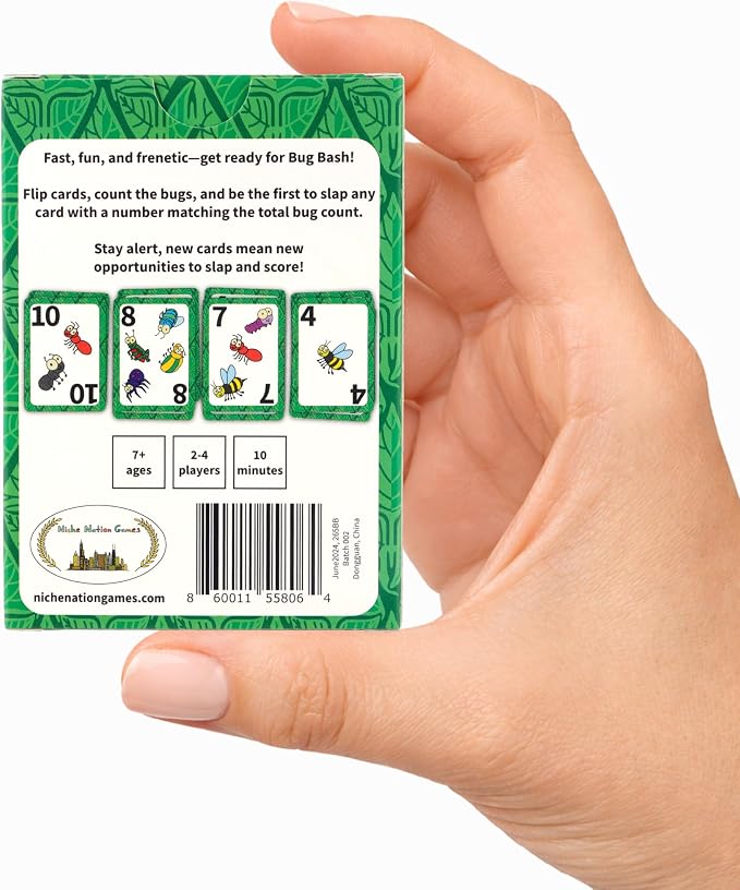 Award-Winning Kids Card Game Ages 7-12 | Fast-Paced Card-Slapping Game | Bug Bash Quick-Counting, Bug-Slapping Card Game Fast, Fun, and Frenetic | Kids Brain Game 2-4 Players | Bug Gifts