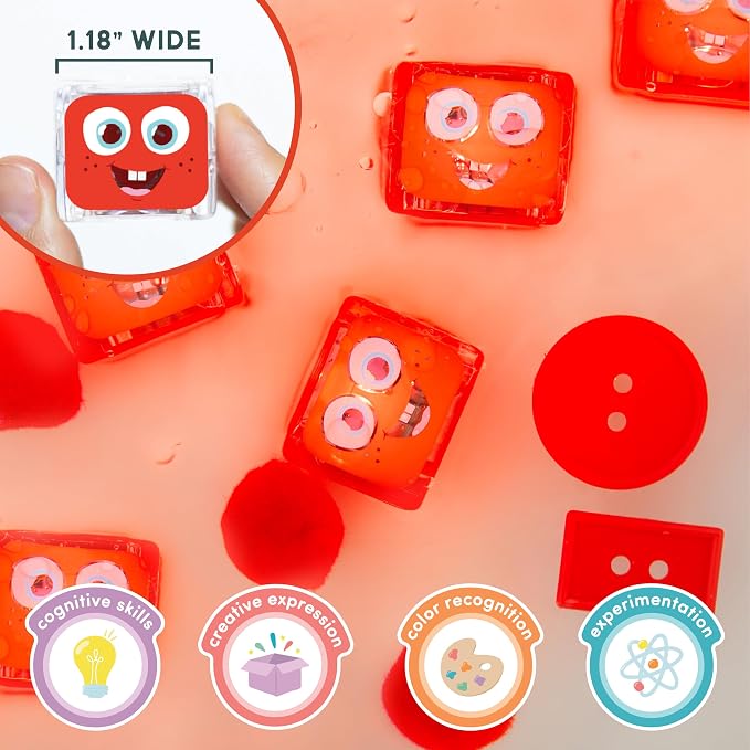 Glo Pals Play Pack Bundle, Jar, Light Up Cubes & Fillers, Glows Red | Sammy Character Water-Activated Bath Toy Cubes Glow Red, Light-Up Sensory Jar, ABC and Number Themed Fun Fillers