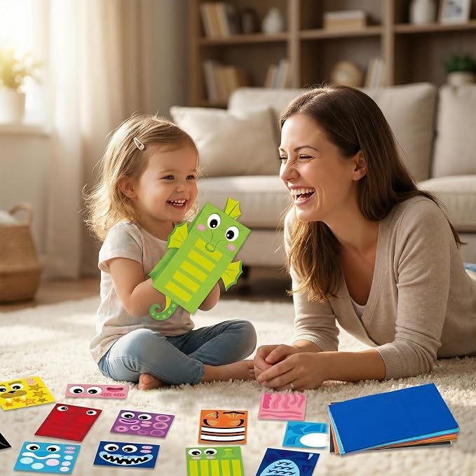 WATINC Hand Puppet Making Kit, Paper Sock Puppet Toys for Kids (Ocean) | 9 Styles, Make Your Own Storytelling & Role Play Crafts, Creative Group Activity, Party Favors & Gifts for Kids Ages 4-8
