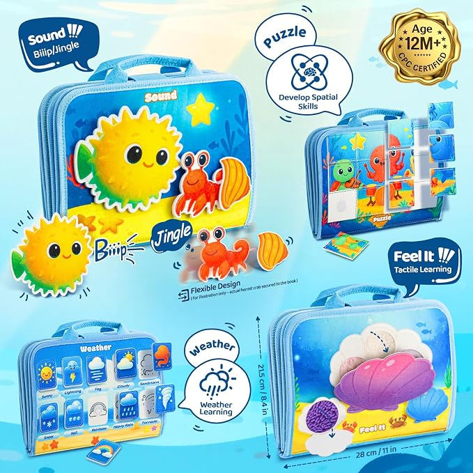 Busy Board Montessori Toys for Toddlers 1-3 Busy Book Sensory Toys for Girls Boys,Airplane Travel Activity Book Toy for 1 2 3 Year Old Birthday Gift,Fine Educational Preschool Learning Toy