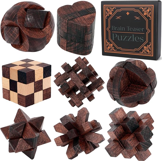 Mytothfy Brain Teaser Puzzles for Adults Teens Kids, 3D Puzzle Game Toys | 8 Pcs Wooden Unlock Interlocking Puzzle for Adults Teens Kids, IQ Education Smart Toys, Train Family Games Party Favor