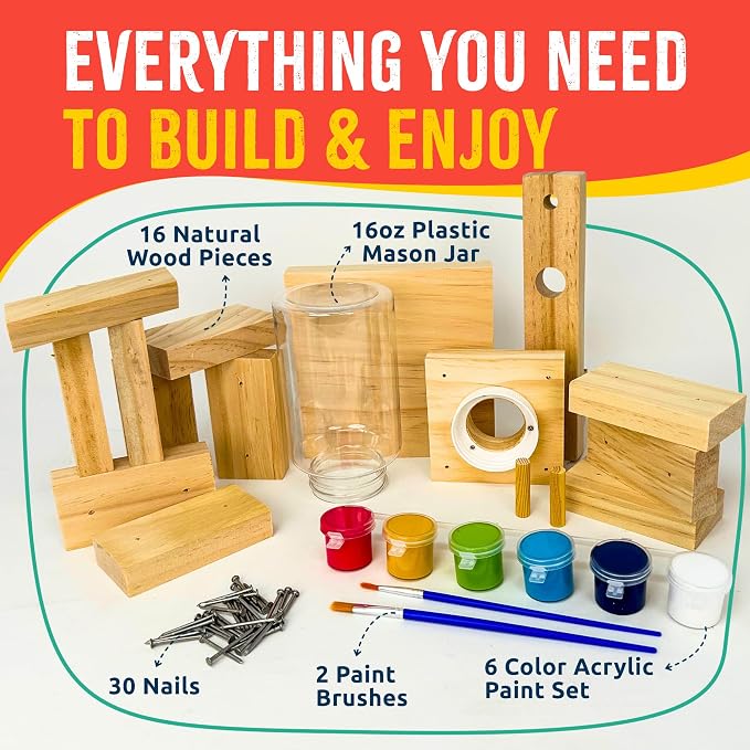 SparkJump Candy Dispenser Woodworking Kit – Complete STEM Building Kit for Kids with FSC-Certified Wood, Paints & Tools, DIY Gumball Machine Craft for Boys & Girls, Ages 6+ | FSC-Certified Wood, Paints & Tools, DIY Gumball Machine Craft for Boys & Girl...