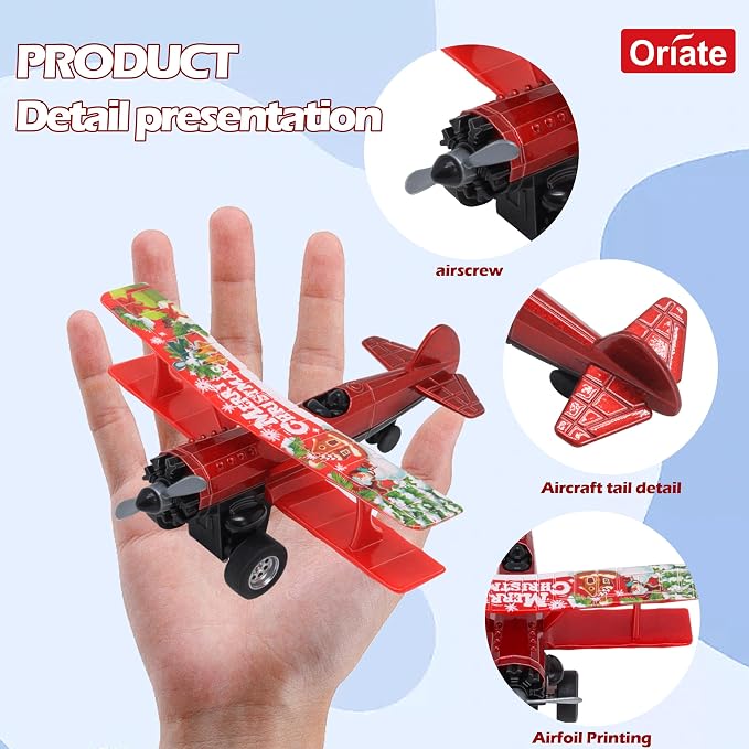 Oriate 3 Pack Die-Cast Pull Back Toy Airplane Set, Aircraft Model Toy Airplanes, Party Favor Gifts, Christmas, Halloween, Easter, Birthday, for Boy and Girl 3 Years Old and Up