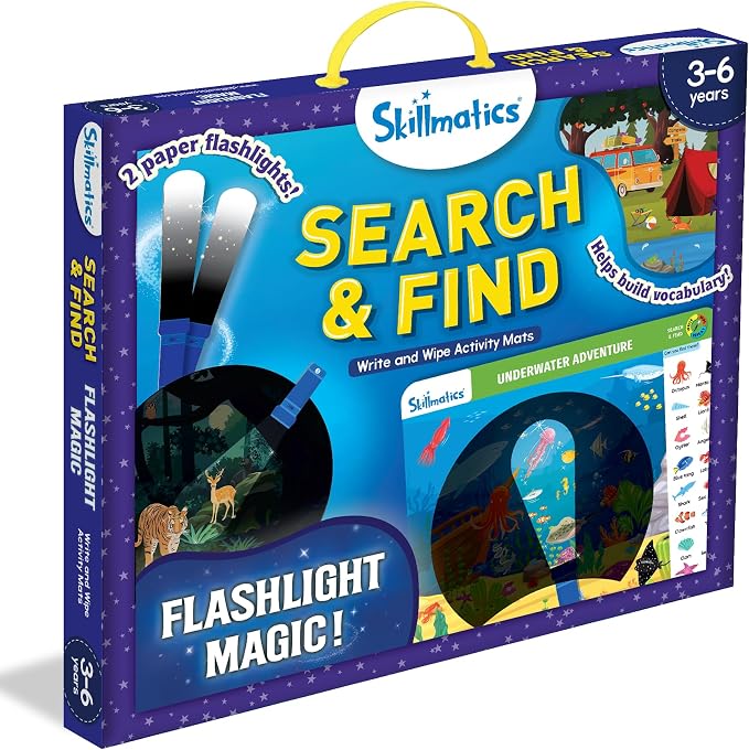 Skillmatics Preschool Learning Activity – Search and Find, Flashlight Magic | Educational Game for Kids, Toddlers Who Love Toys, Art & Craft Activities, Screen-Free, Gift for Girls and Boys Ages 3-6