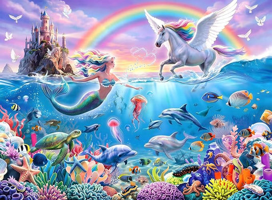 Puzzles for Kids Ages 6-8 8-10 - 200 Piece Puzzles Mermaid Unicorn Puzzle | 200 Piece for Learning Educational Puzzles .Puzzles for 6 7 8 9 10 11 12 years old boys and girls.Learning Puzzle Toy