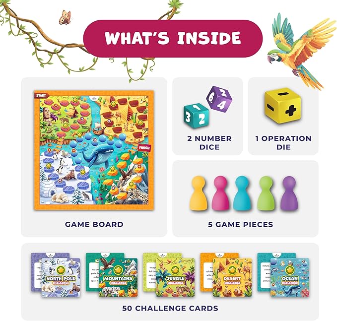 Number Hunter Math Board Game for Kids 5-7, 1st Grade & Kindergarten | Addition and subtraction game, STEM toy for 5+ year old, homeschool essentials, classroom learning, family game night