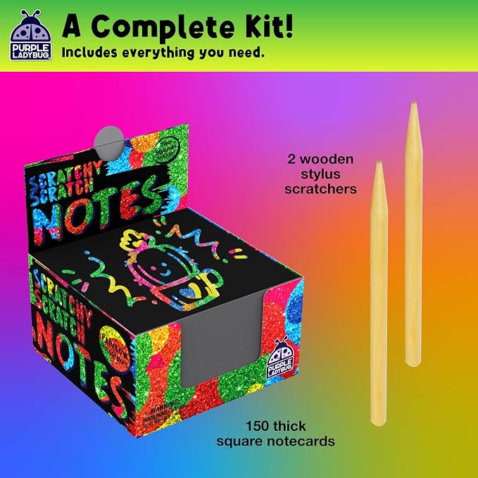 Scratch Notes - 150 Pcs Rainbow Holographic Scratch Art Paper | Gifts for Teen Girls & Boys, Back-to-School Classroom Must Have Essentials, Stocking Stuffers, Trendy Stuff for Teen Girls
